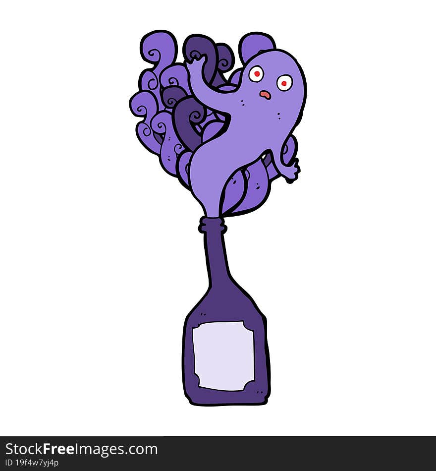 cartoon ghost in bottle