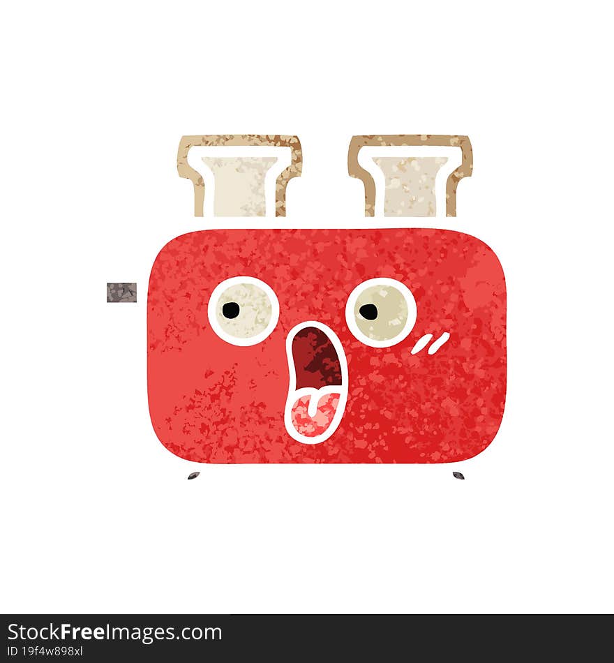 retro illustration style cartoon of a toaster