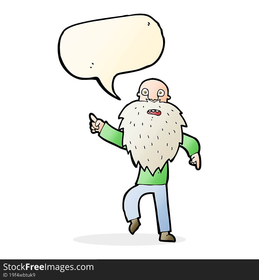 cartoon stressed old man with speech bubble