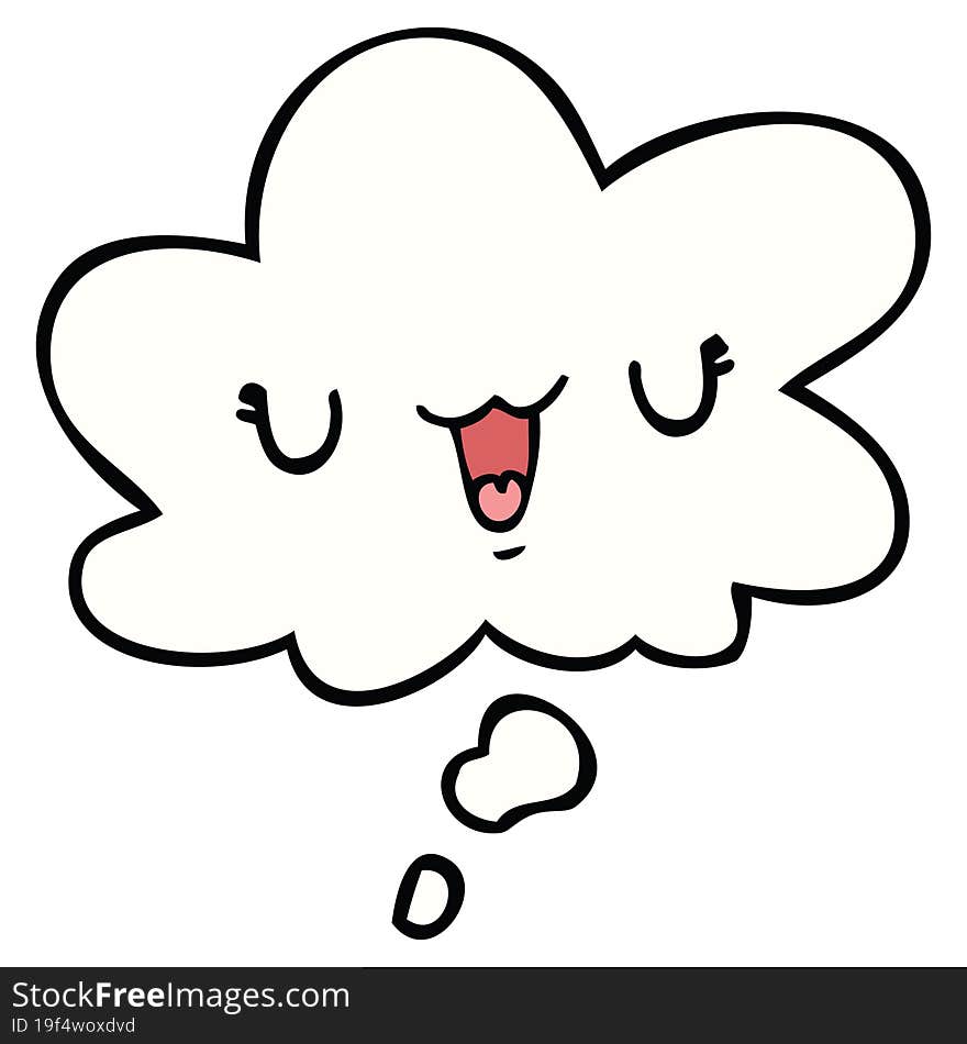 cute happy cartoon face with thought bubble. cute happy cartoon face with thought bubble