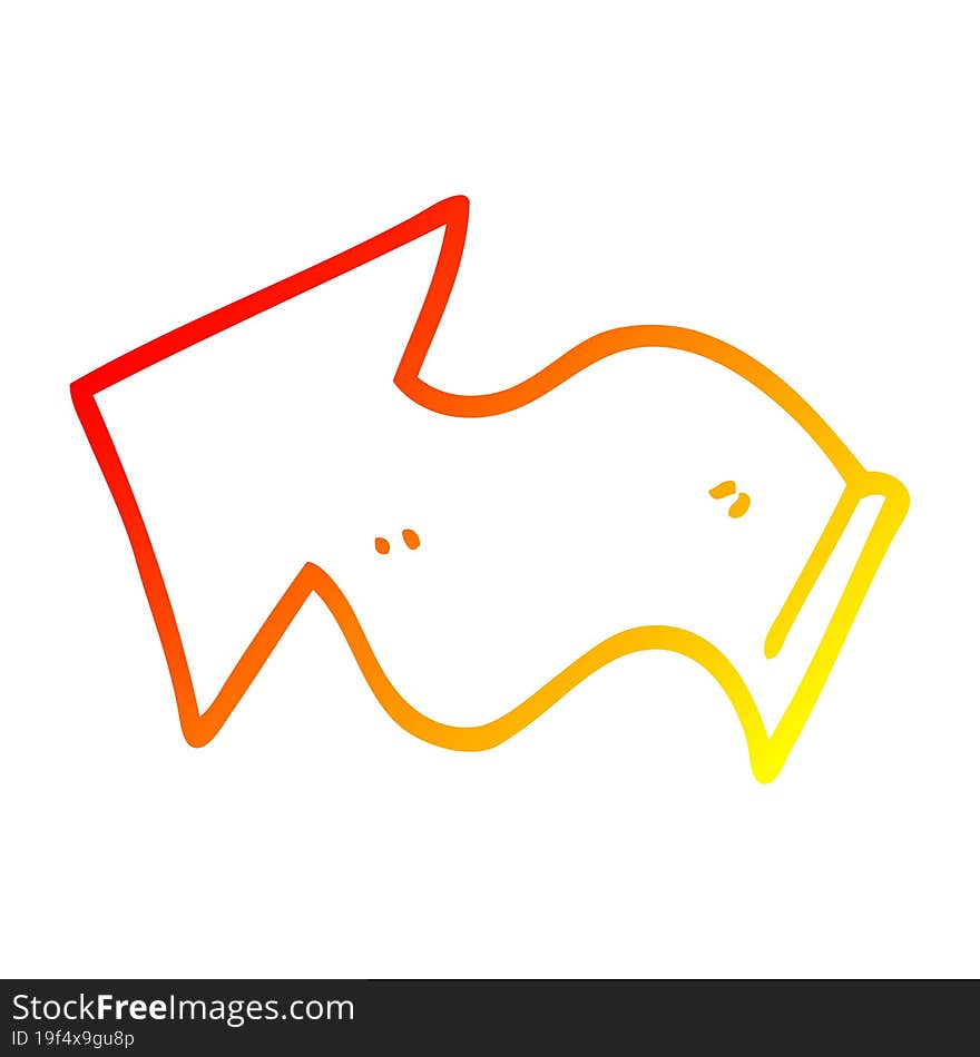 warm gradient line drawing cartoon pointing arrow