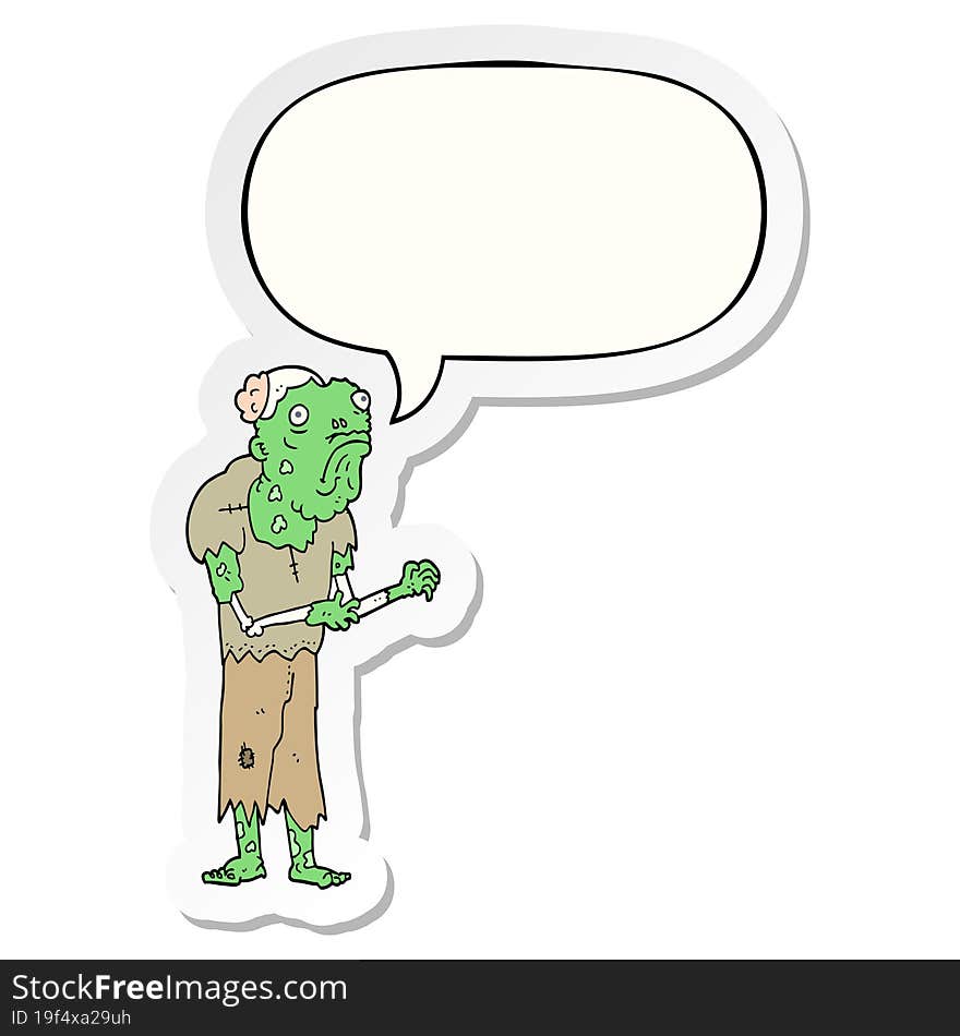 cartoon zombie and speech bubble sticker