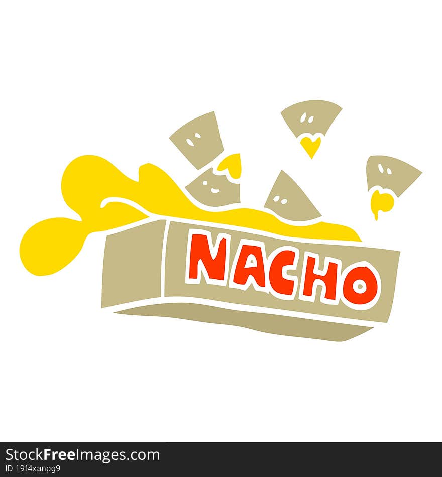 flat color illustration cartoon nacho box