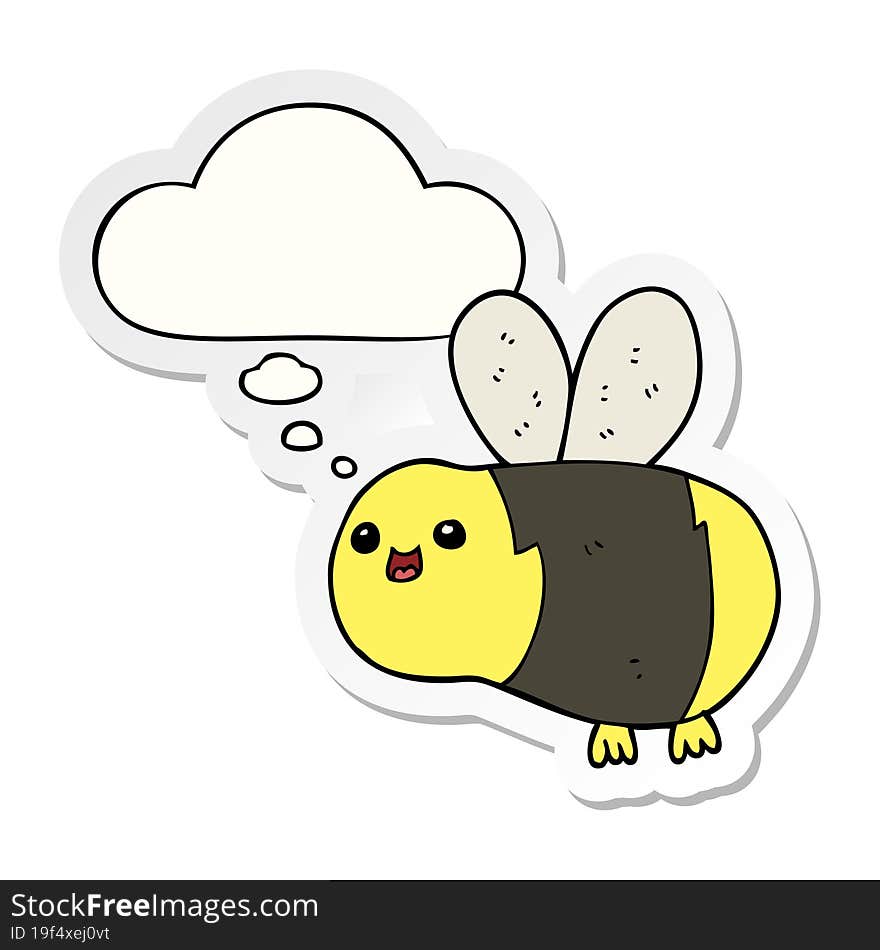 cartoon bee with thought bubble as a printed sticker