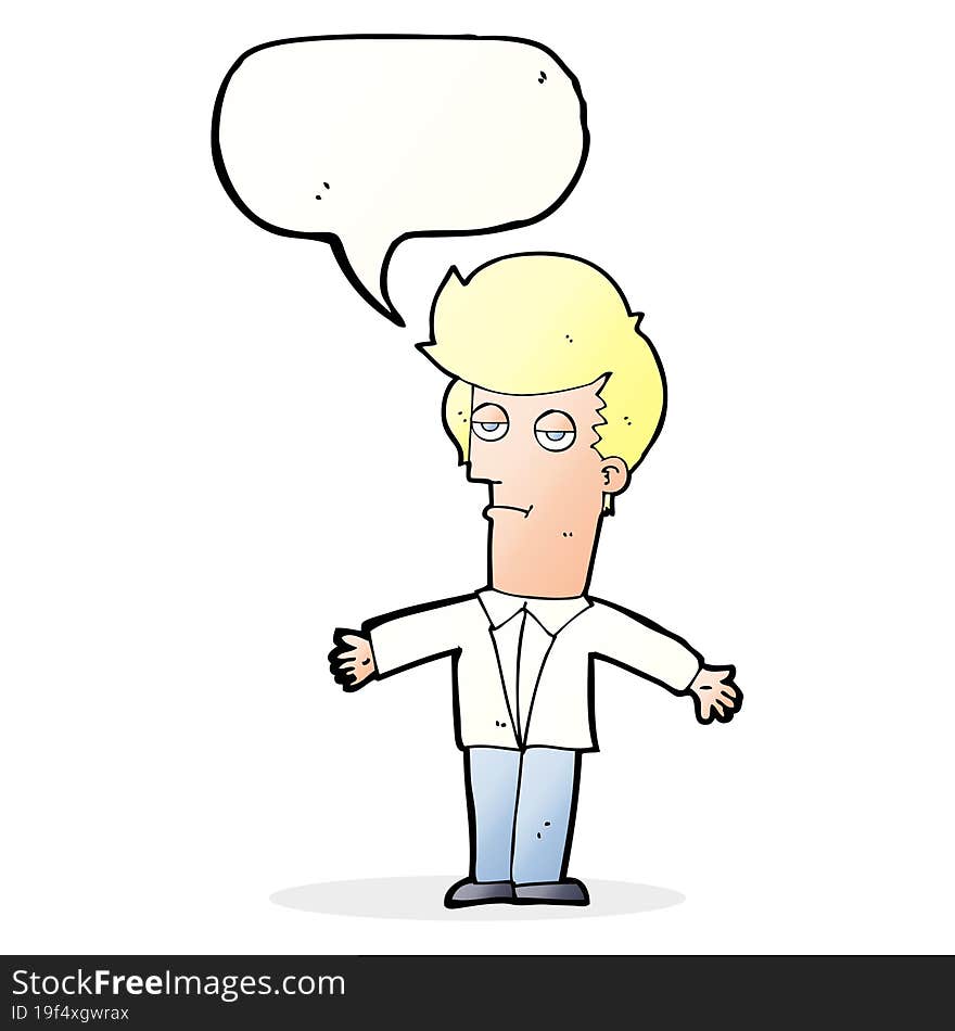 cartoon bored man with speech bubble