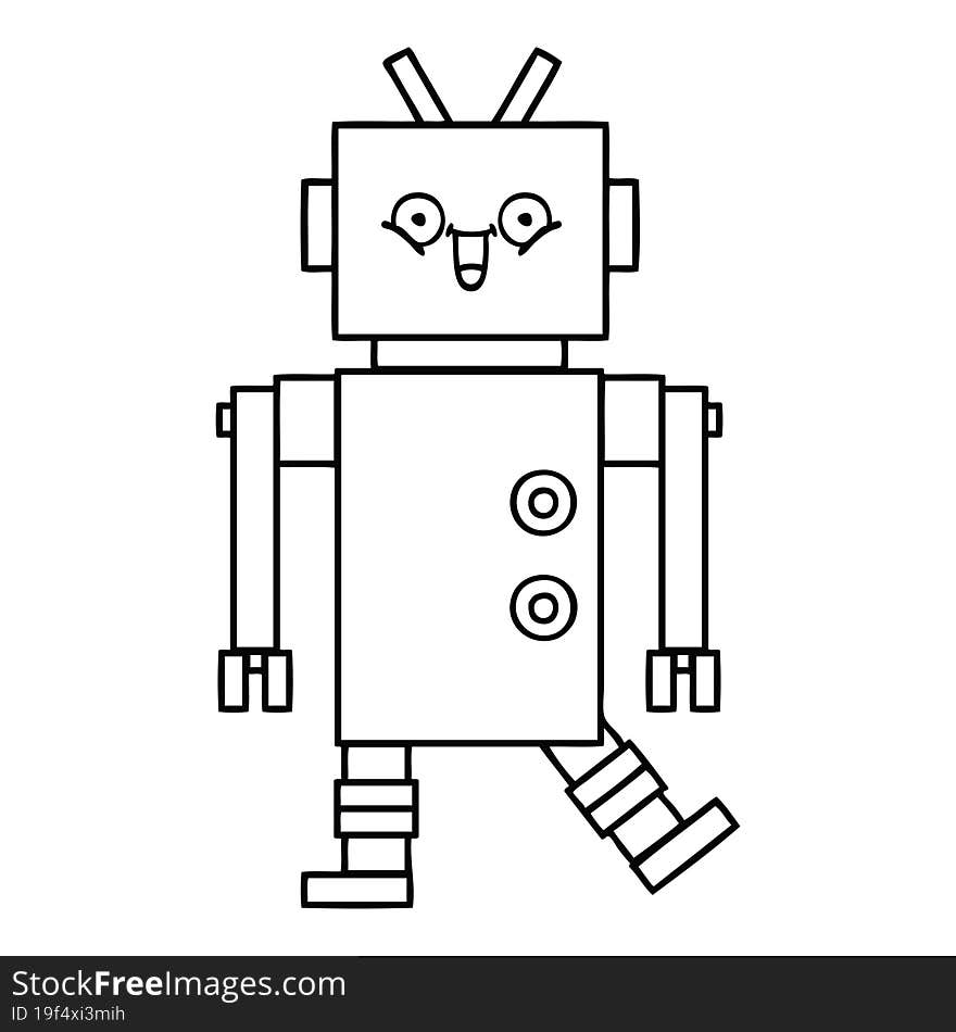 Line Drawing Cartoon Robot