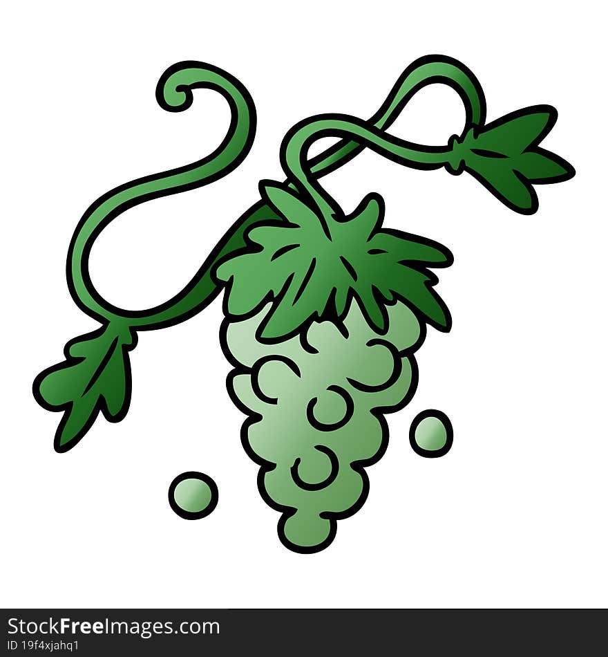 gradient cartoon doodle of grapes on vine