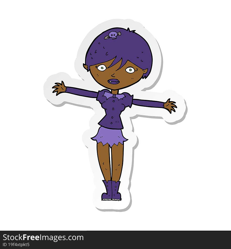 sticker of a cartoon vampire girl