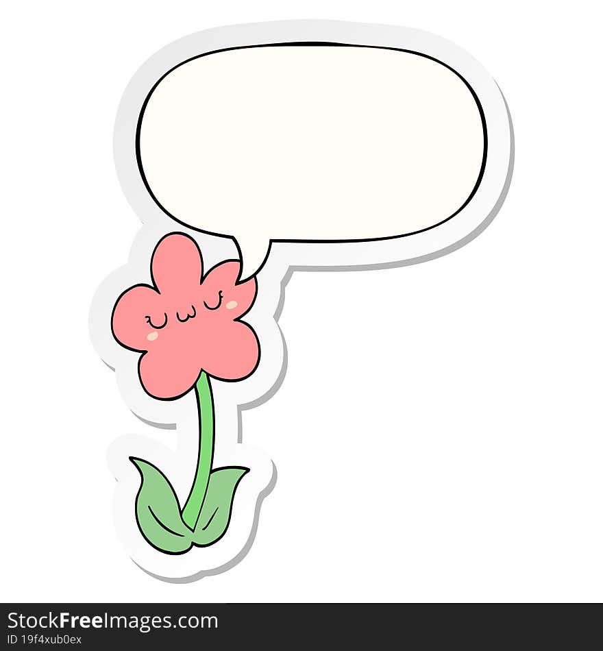 cartoon flower and speech bubble sticker