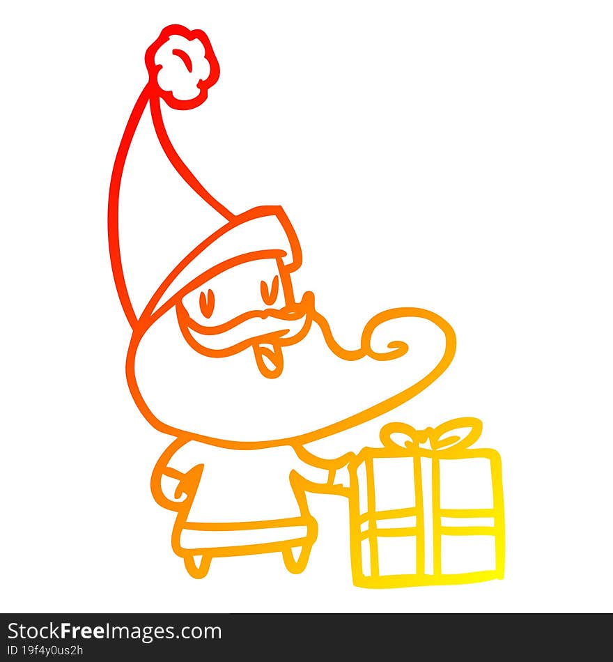 warm gradient line drawing santa claus