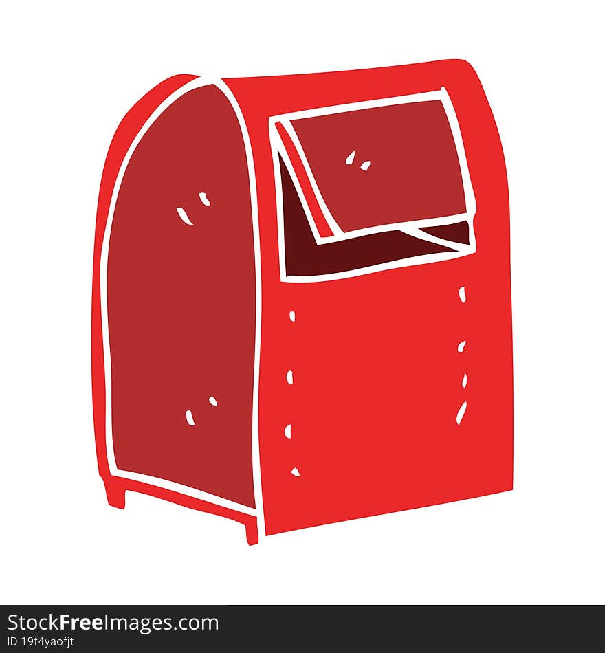 Flat Color Illustration Of A Cartoon Mailbox