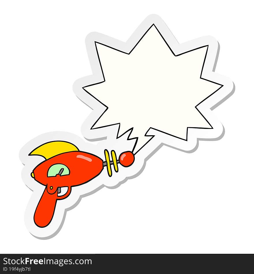 cartoon ray gun and speech bubble sticker