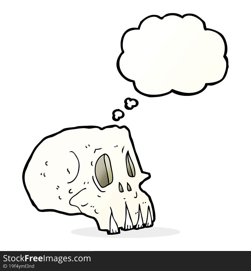 Cartoon Spooky Skull With Thought Bubble