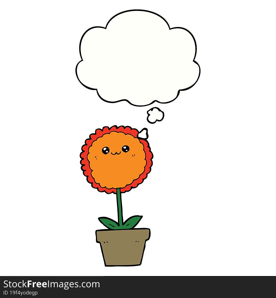 cartoon flower and thought bubble