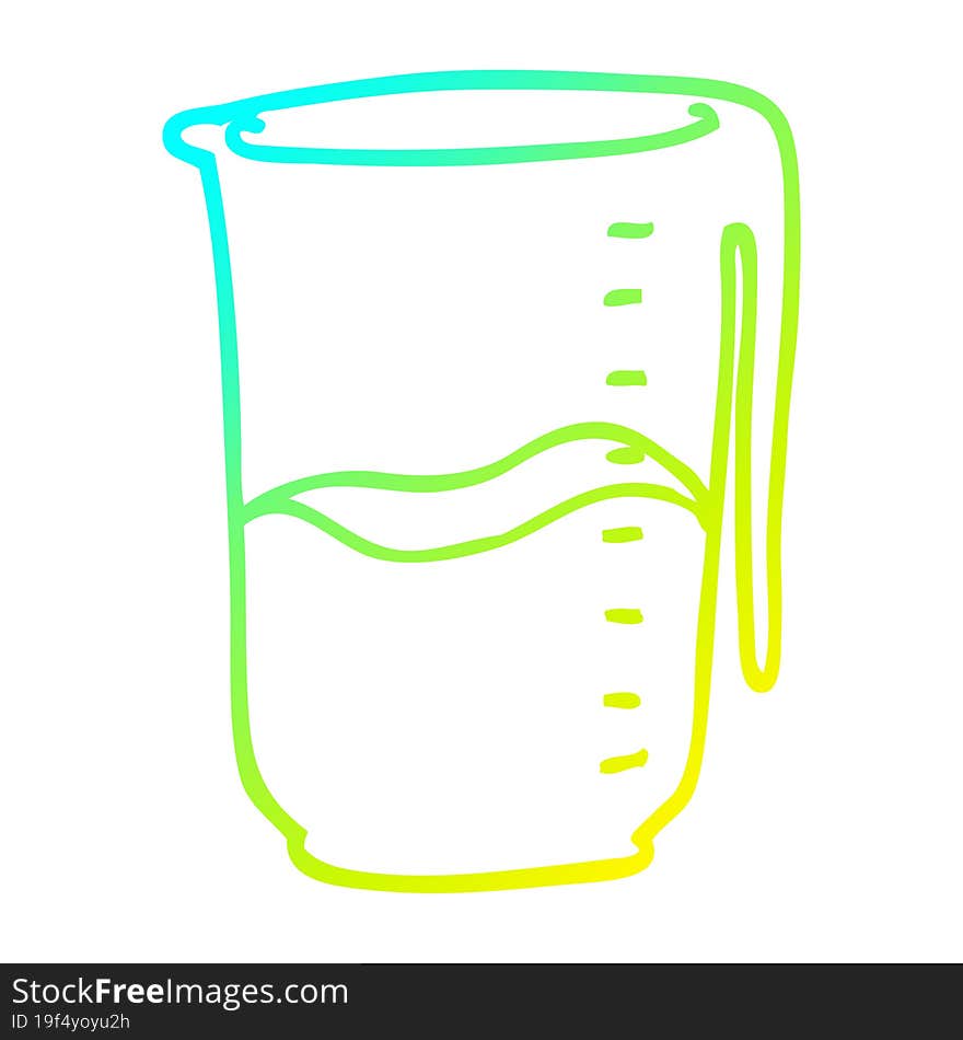 cold gradient line drawing of a cartoon jug