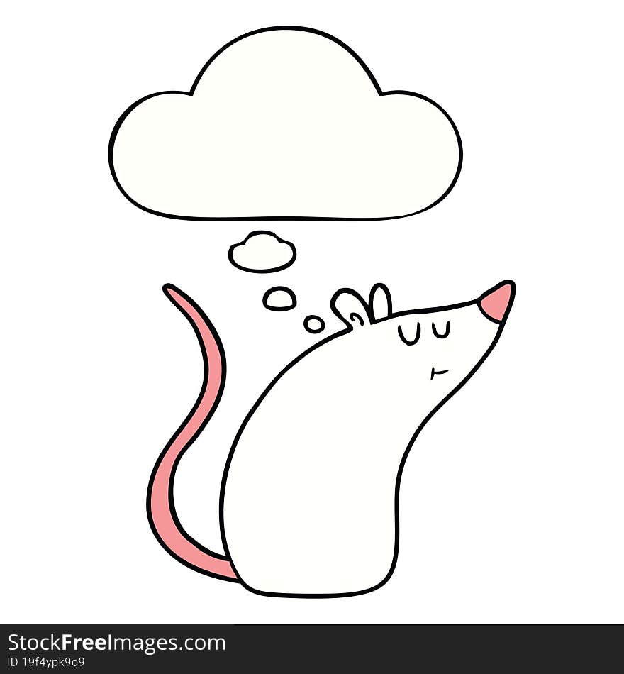 cartoon white mouse with thought bubble. cartoon white mouse with thought bubble