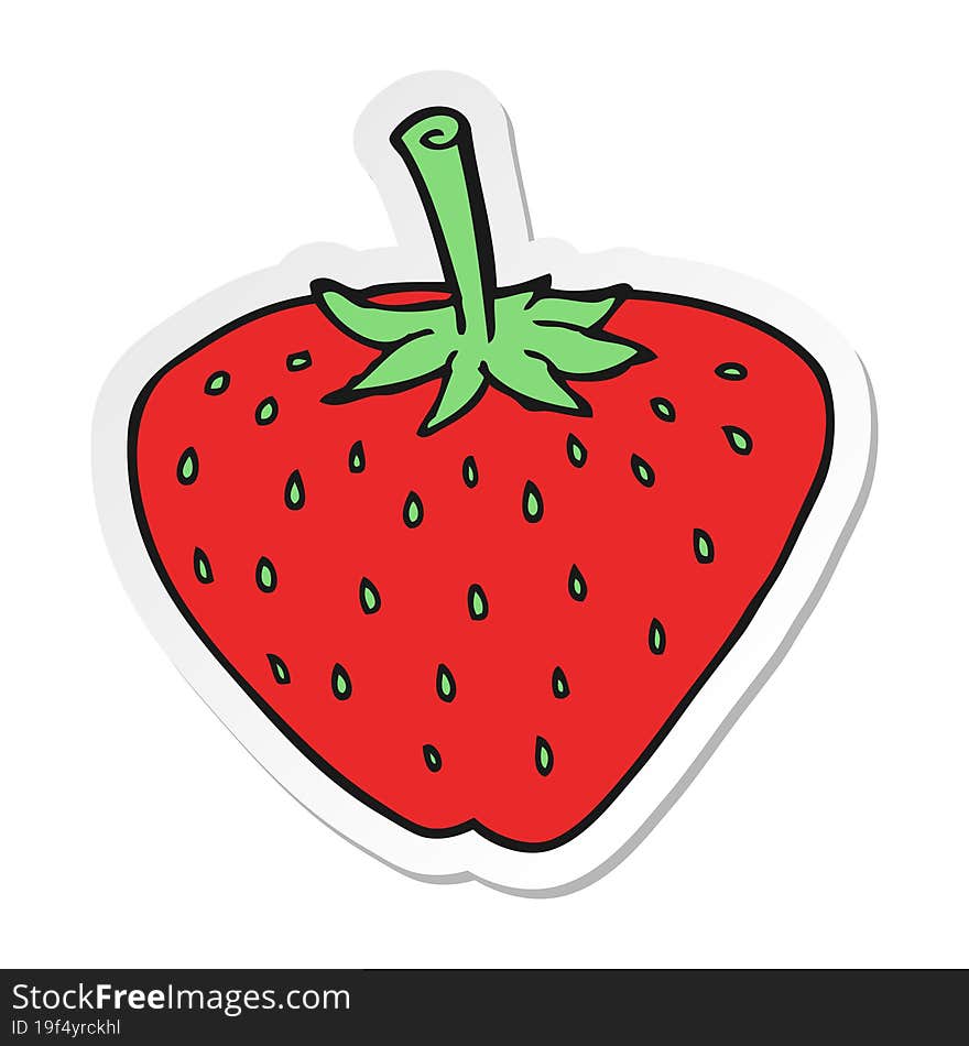 Sticker Of A Cartoon Strawberry