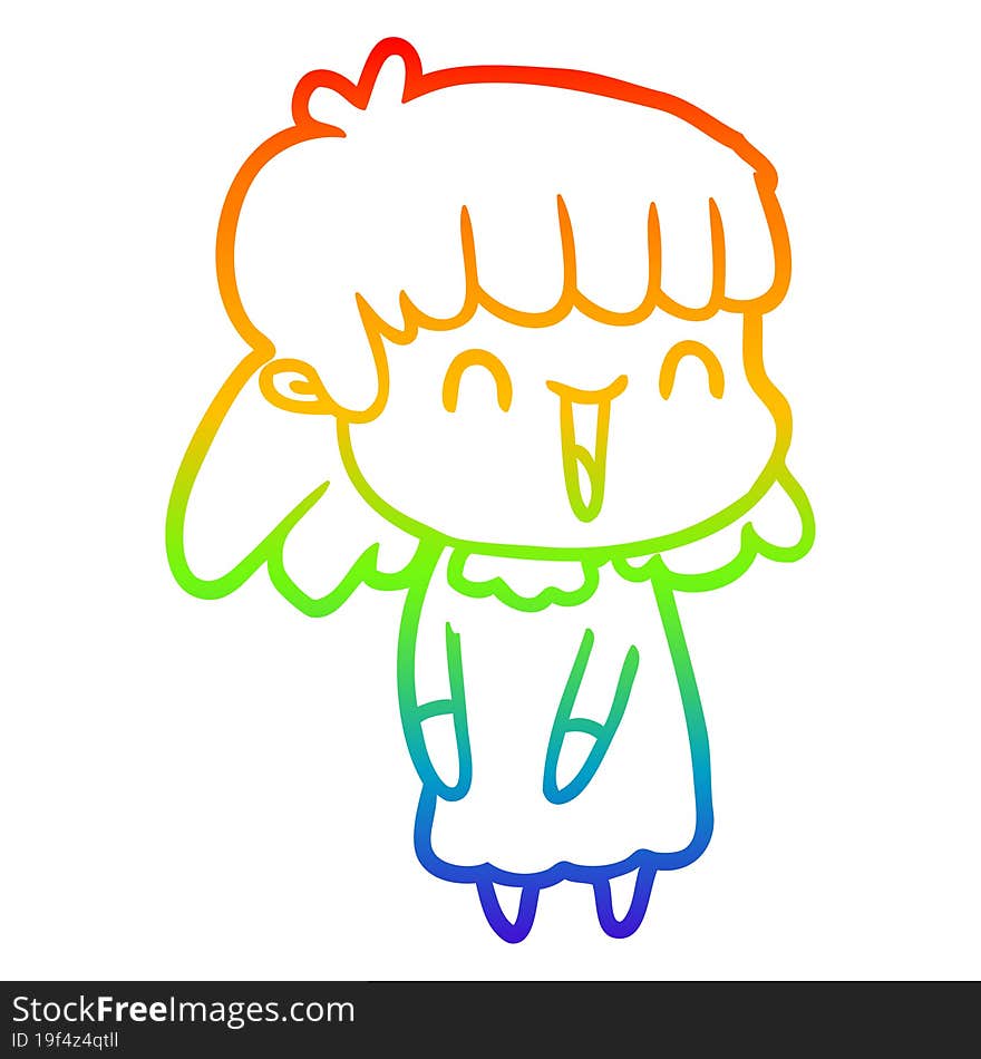 rainbow gradient line drawing of a cartoon woman