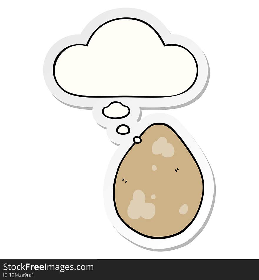 cartoon egg and thought bubble as a printed sticker