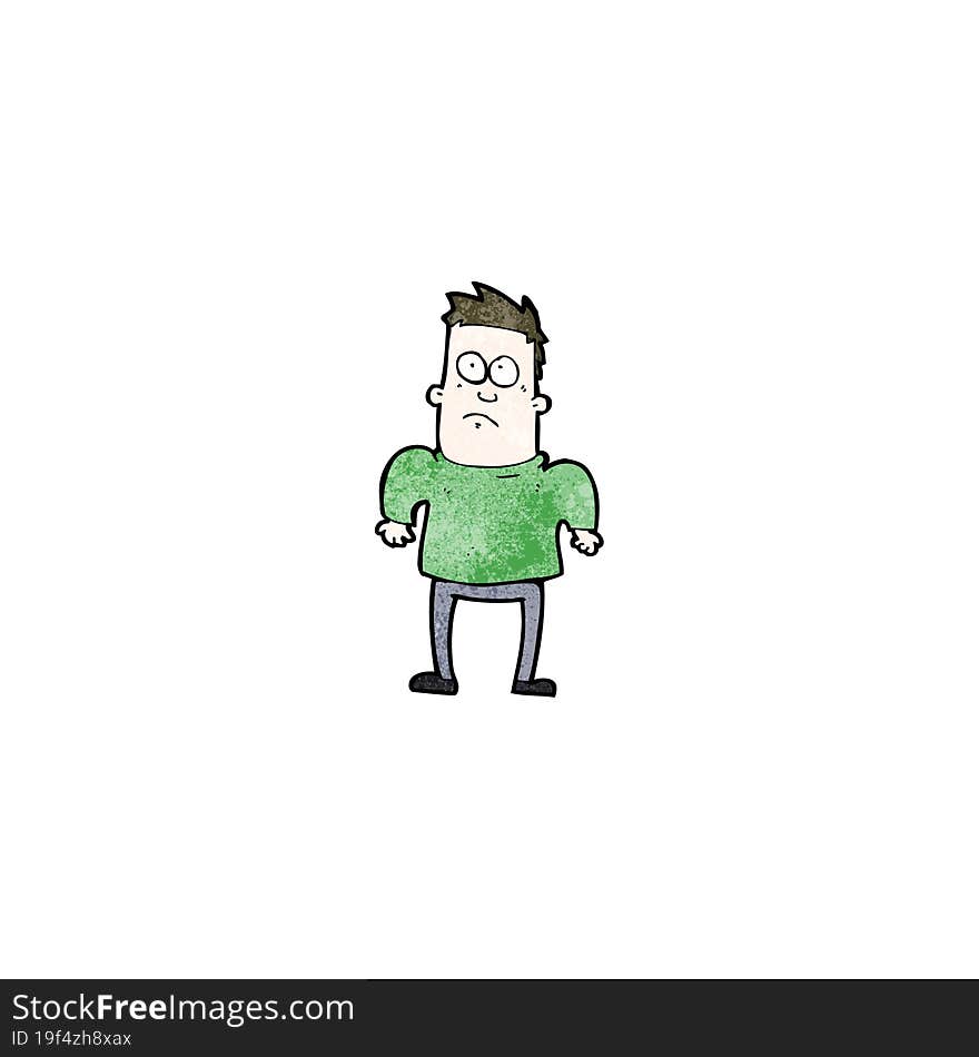 cartoon man shrugging shoulders