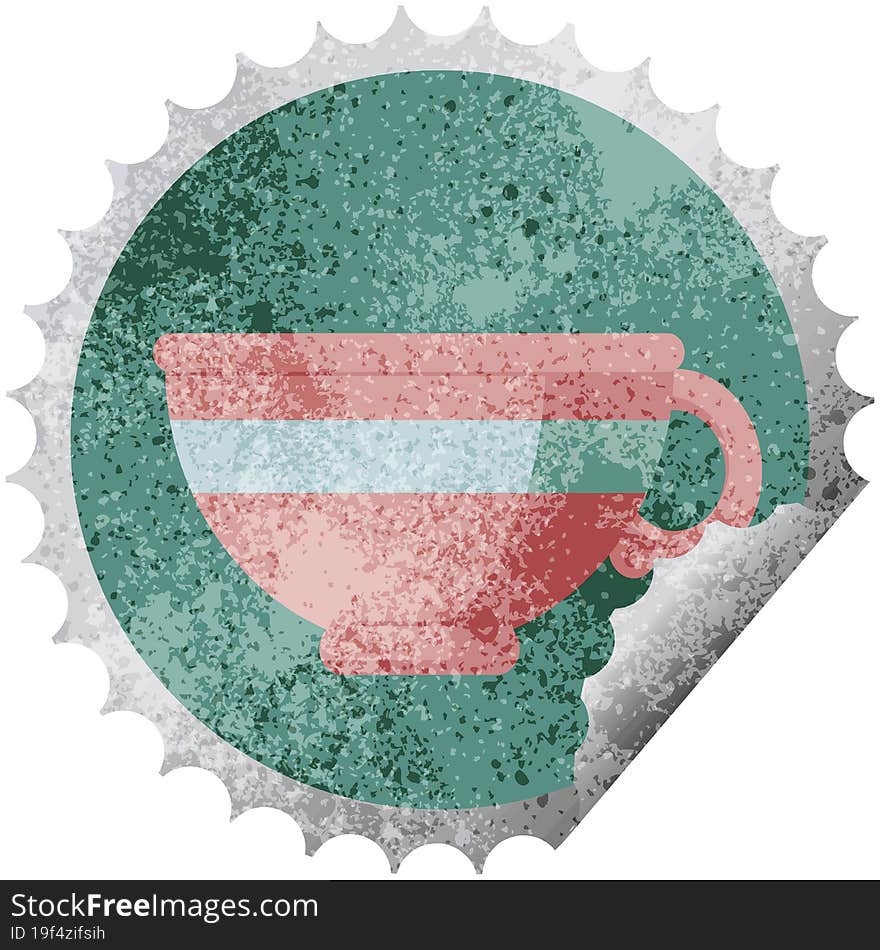 coffee cup round sticker stamp