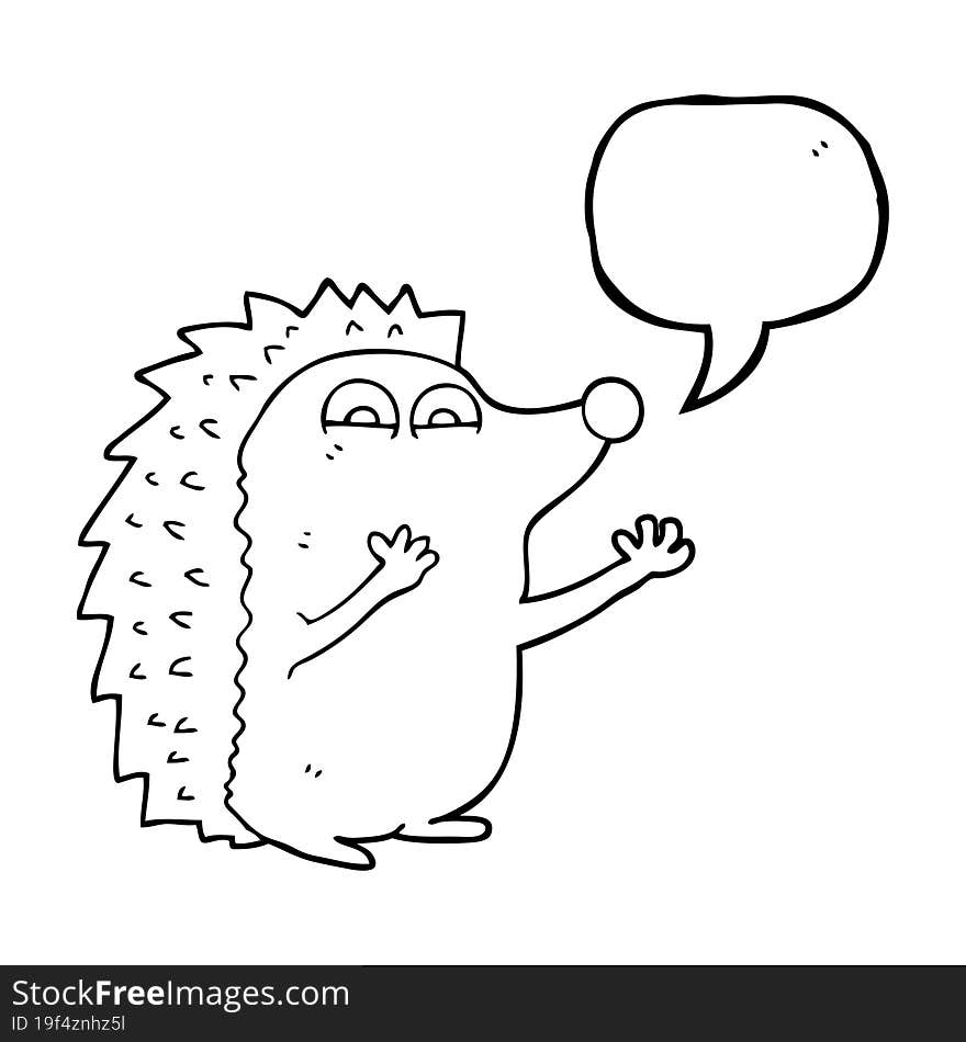 speech bubble cartoon cute hedgehog