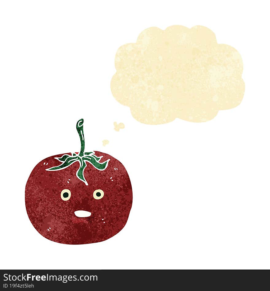 cartoon tomato with thought bubble