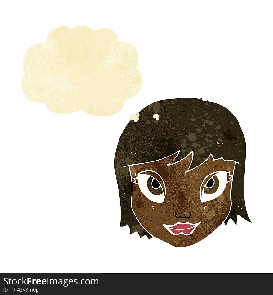 Cartoon Female Face With Thought Bubble