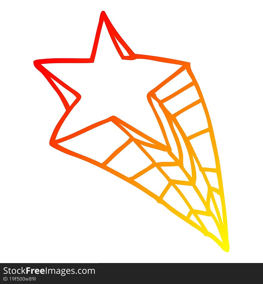 Warm Gradient Line Drawing Cartoon Shooting Star