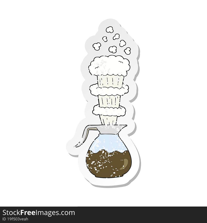 Retro Distressed Sticker Of A Cartoon Extra Strong Coffee Jug