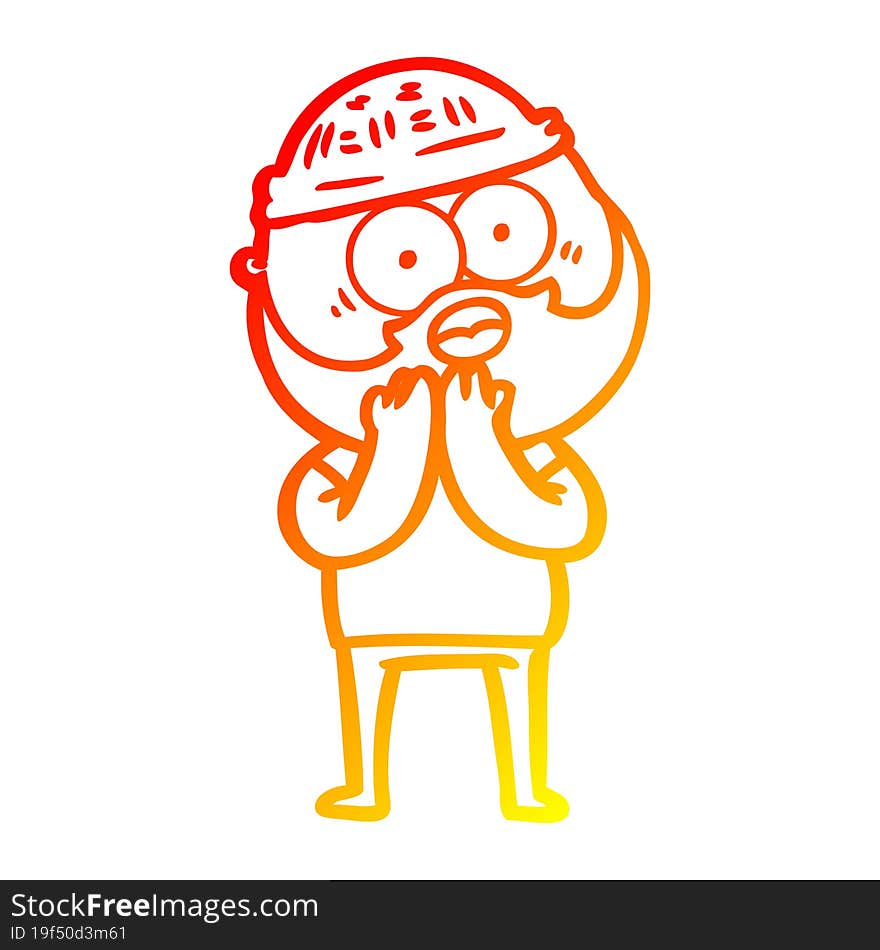 warm gradient line drawing cartoon surprised bearded man