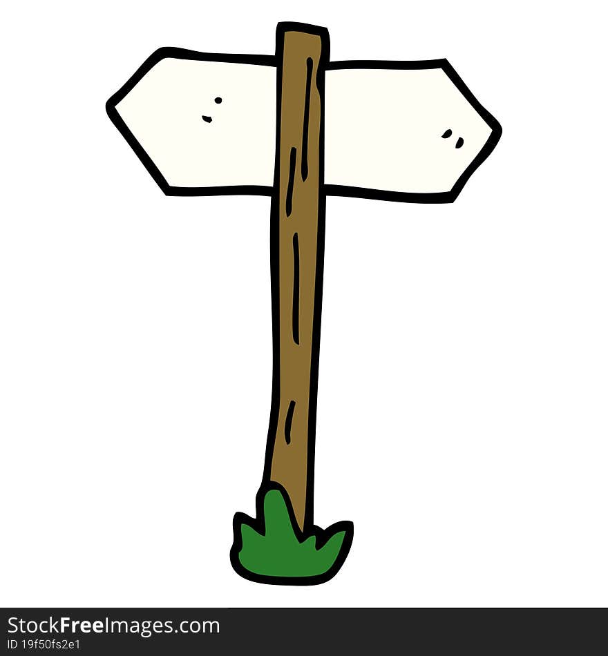 cartoon doodle painted direction sign posts