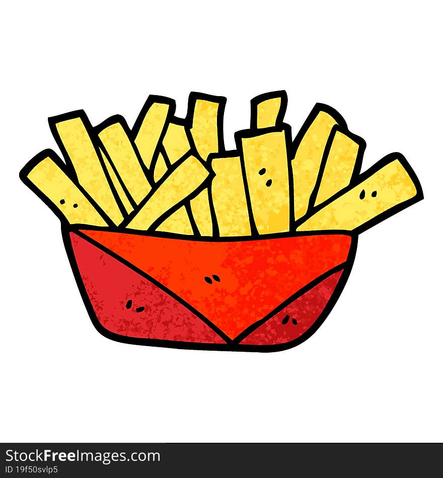 Grunge Textured Illustration Cartoon French Fries