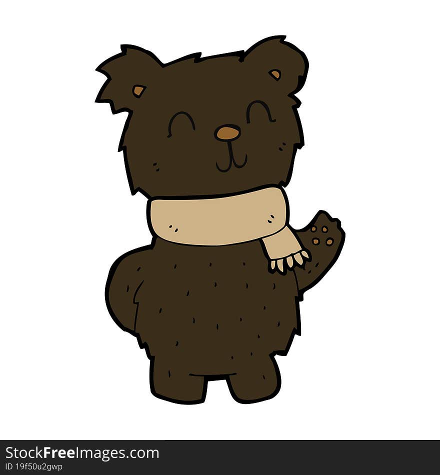 cartoon waving black bear