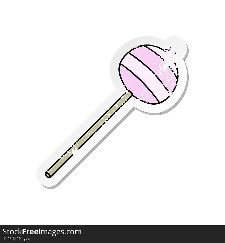 Distressed Sticker Of A Quirky Hand Drawn Cartoon Lolipop