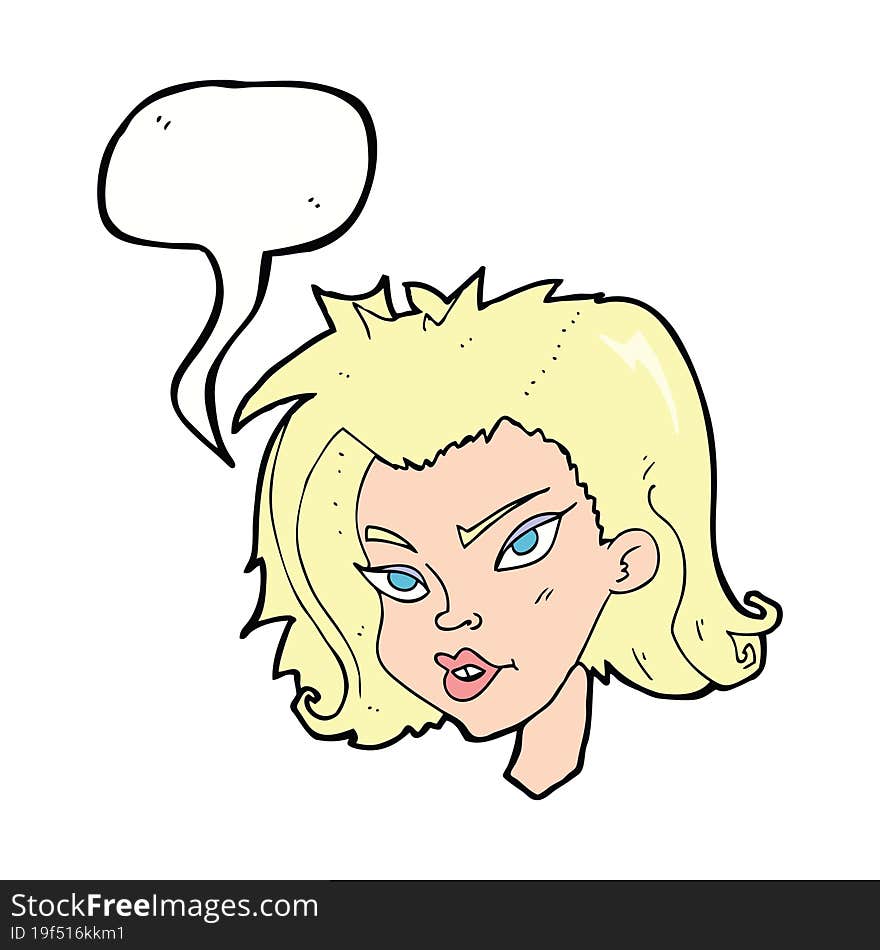 Cartoon Female Face With Speech Bubble