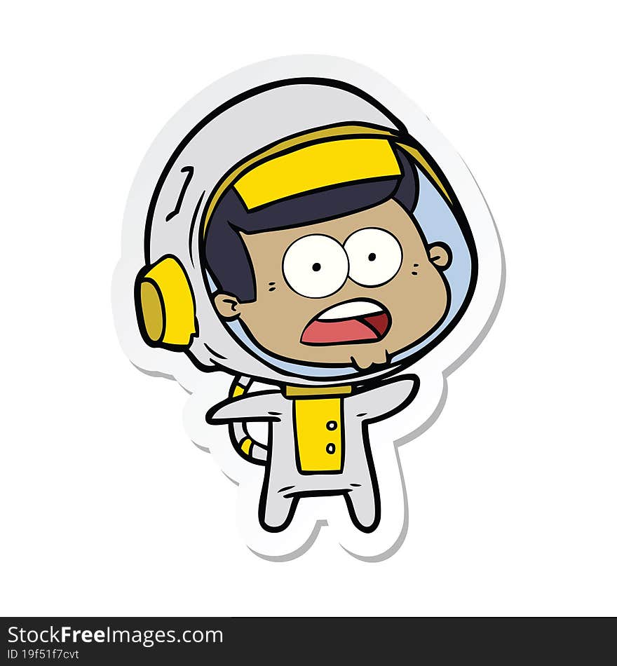 sticker of a cartoon surprised astronaut