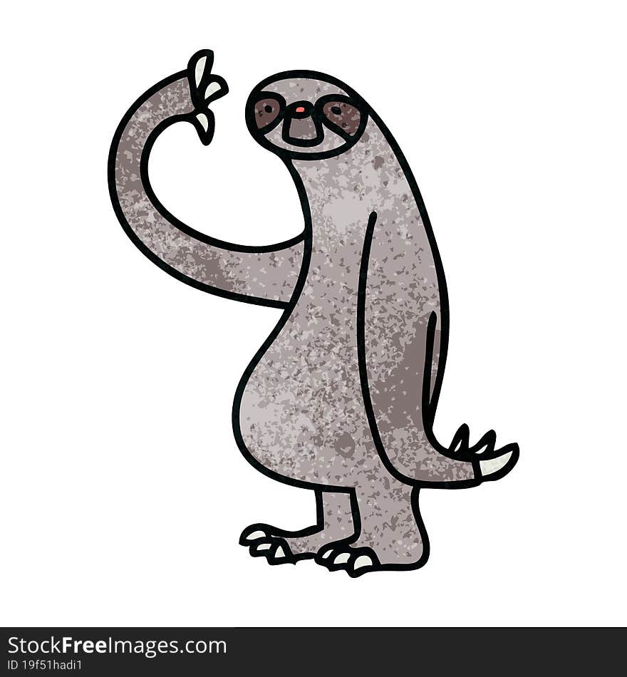 quirky hand drawn cartoon sloth