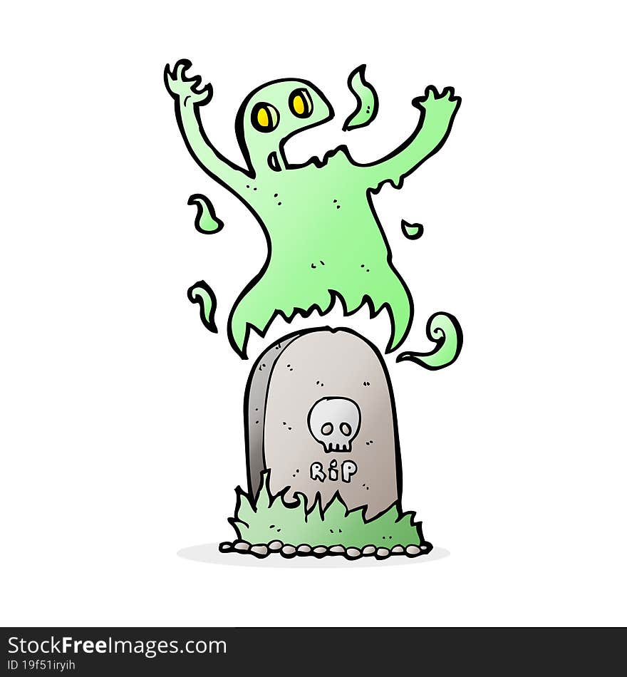 Cartoon Ghost Rising From Grave