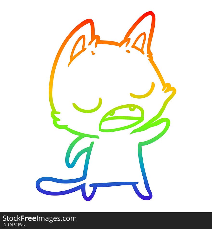 rainbow gradient line drawing talking cat cartoon