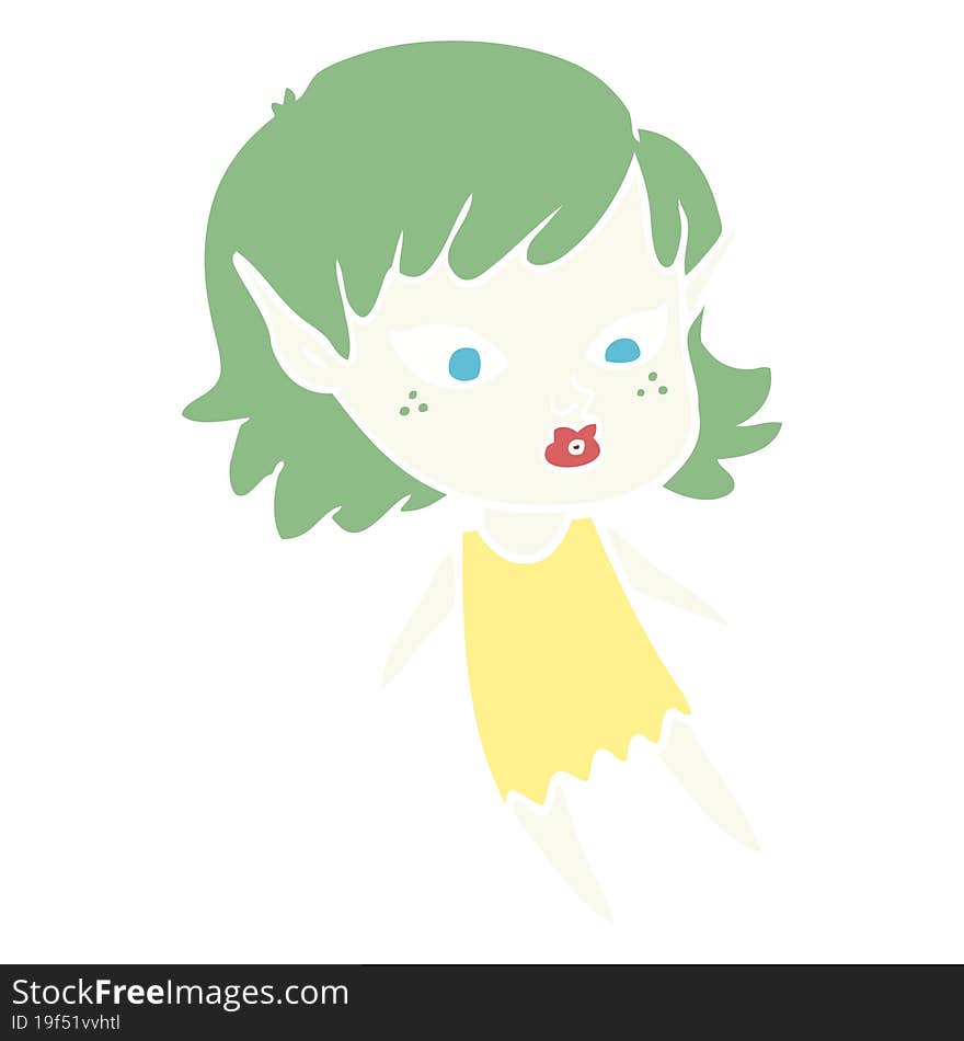 pretty flat color style cartoon elf girl