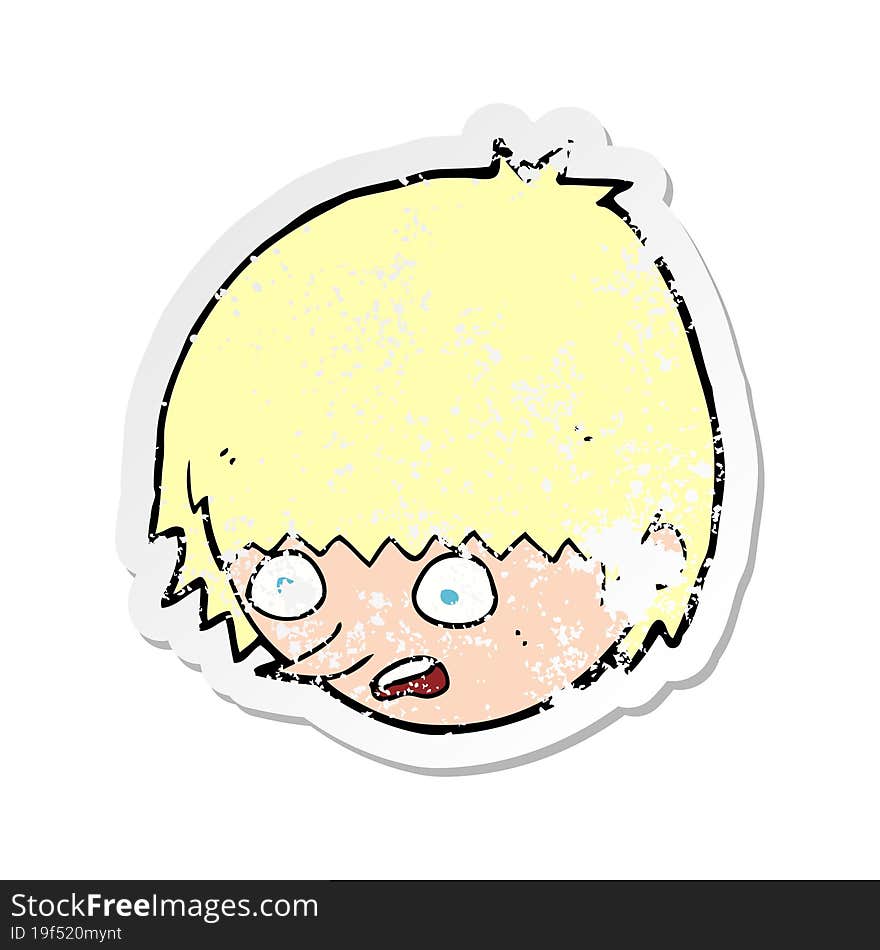 retro distressed sticker of a cartoon stressed face