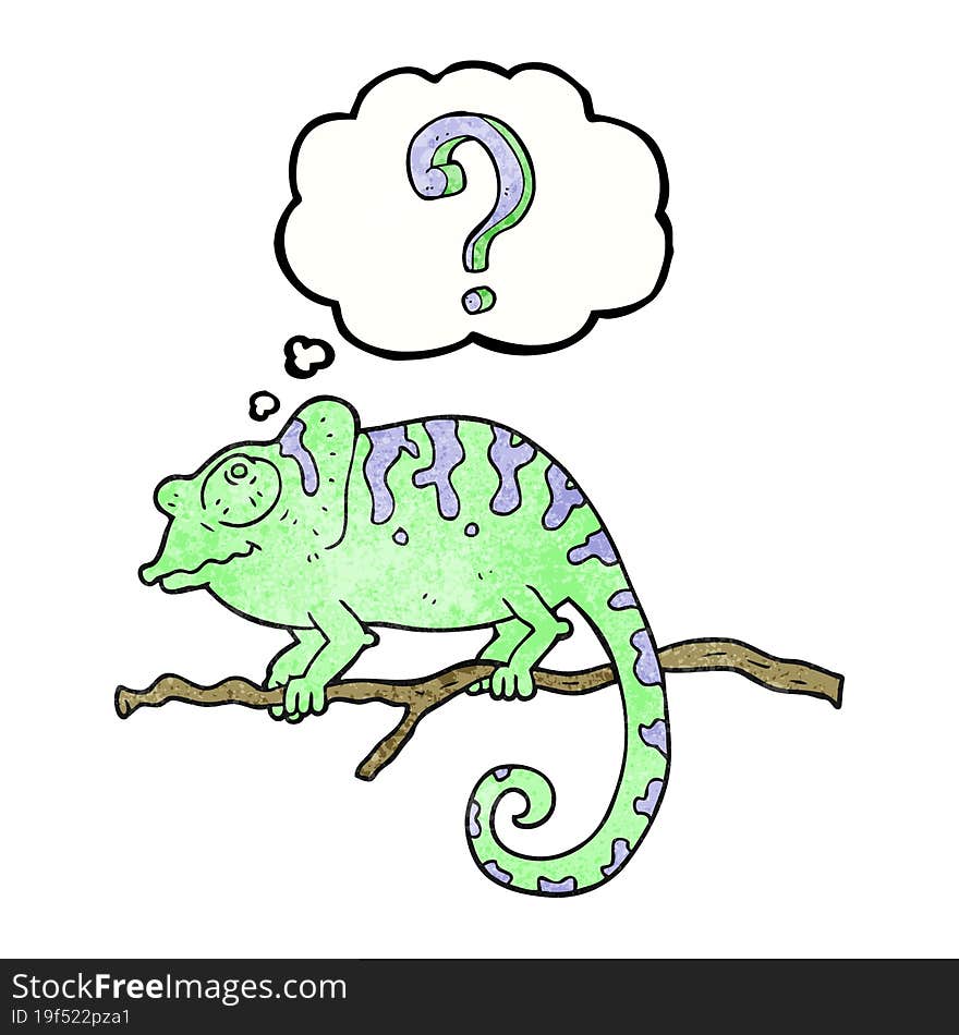 thought bubble textured cartoon curious chameleon