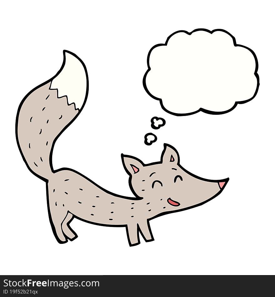 cartoon little wolf with thought bubble