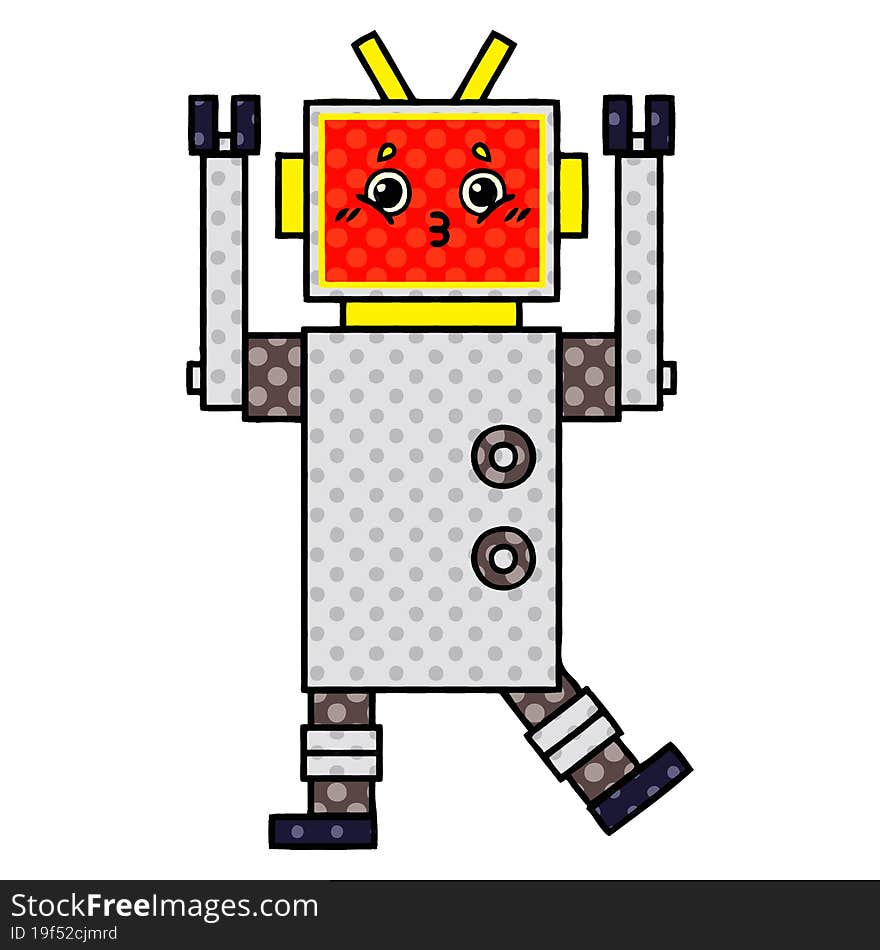 comic book style cartoon of a robot