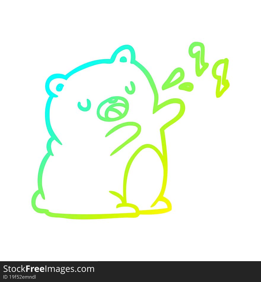 cold gradient line drawing bear singing a song