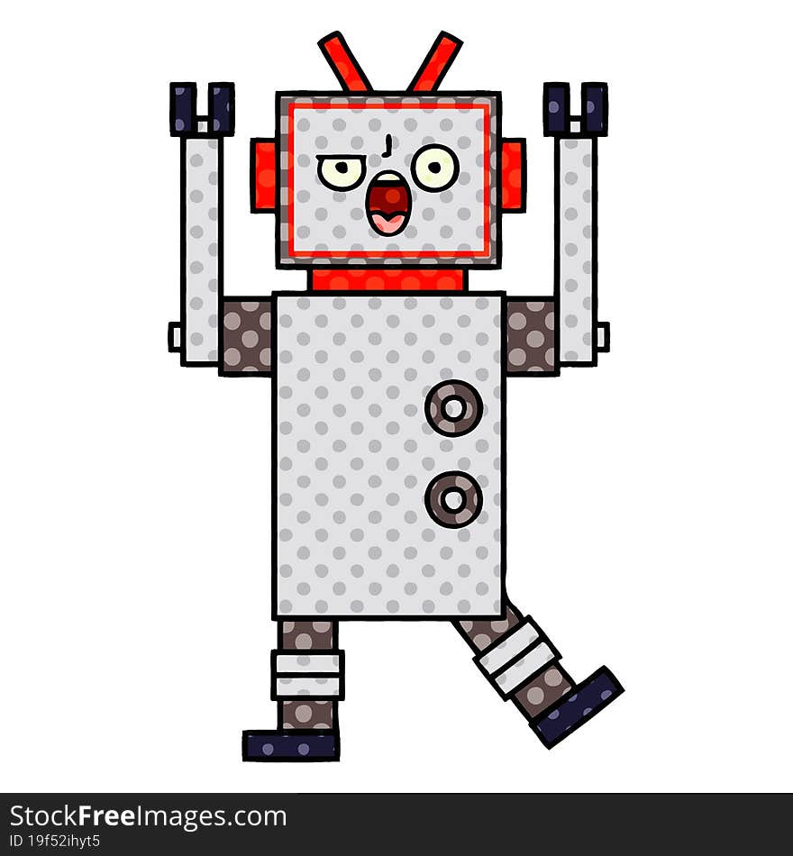 Comic Book Style Cartoon Angry Robot