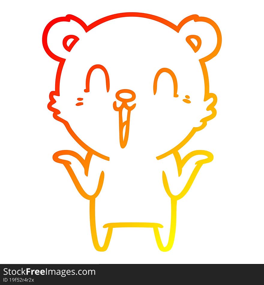 warm gradient line drawing happy cartoon polar bear with no worries