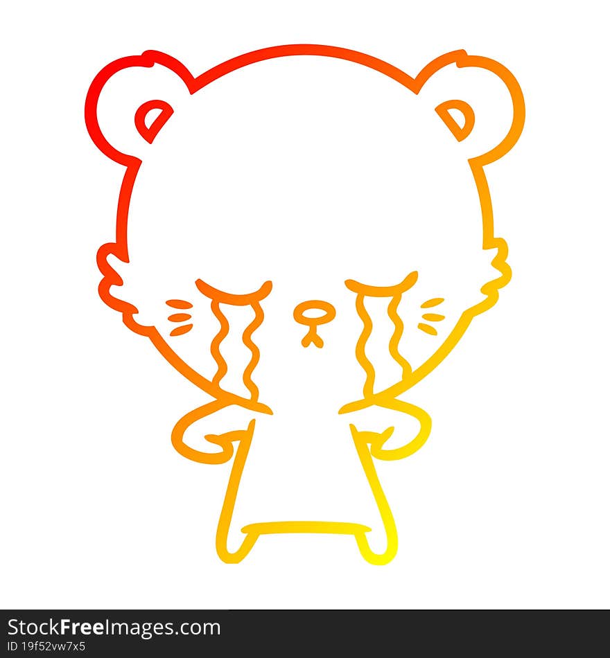 warm gradient line drawing crying cartoon polarbear