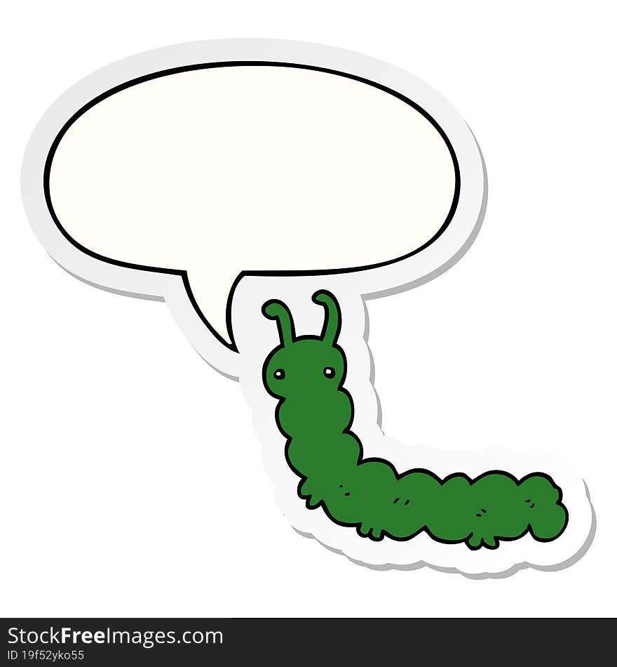 Cartoon Caterpillar And Speech Bubble Sticker